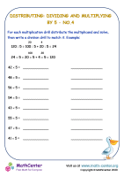 Distributing - Dividing and multiplying by 5 - Worksheet No.4