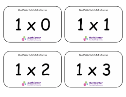 Mixed Tables Facts Flashcards To 5X5 With Arrays