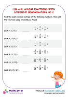 LCM and adding fractions with different denominators - Worksheet No.2