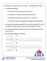 Finding a fraction of a unit - worksheet 8