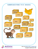 Number Maze from 1 to 10 - Bananas