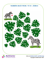 Number Maze from 1 to 10 - Zebras