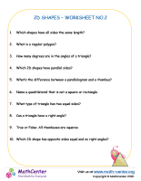 2D shapes – Worksheet no.2