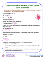 Finding common prime factors using Venn diagrams