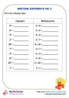 Writing Exponents - Worksheet No.3
