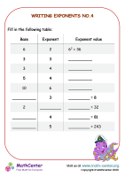 Writing Exponents - Worksheet No.4