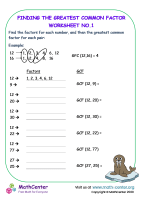Finding the Greatest Common Factor - Worksheet No.1