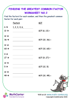 Finding the Greatest Common Factor - Worksheet No.2