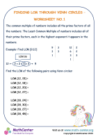 Finding Least Common Multiple through Venn Circles - Worksheet No.1