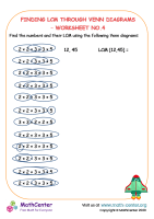 Finding Least Common Multiple through Venn Circles - Worksheet No.4