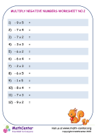 Multiply negative numbers - worksheet no.2