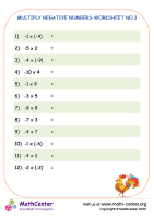 Multiply negative numbers - worksheet no.3