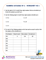Numbers divisible by 6 – Worksheet No.1