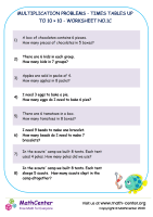 Multiplication problems - times tables up to 10 × 10 - worksheet no.1C
