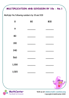 Multiplication and division by tens - Worksheet No.1