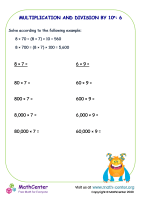 Multiplication and division by tens - Worksheet No.6