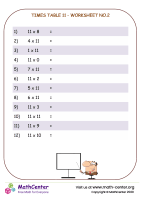 Times table 11 - worksheet no.2
