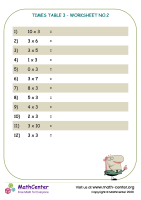 Times table 3 - worksheet no.2