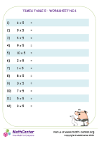 Times table 5 - worksheet no.1