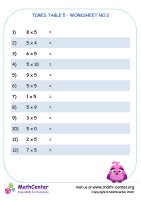 Times table 5 - worksheet no.2