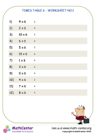 Times table 6 - worksheet no.1