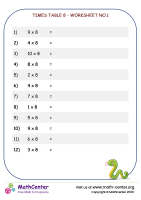 Times table 8 - worksheet no.1