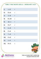 Times table to 10 mixed drills - worksheet no.4