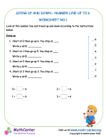Going Up And Down - Number Line Up To 6 – Worksheet No.1