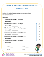 Going Up And Down - Number Line Up To 6 – Worksheet No.2