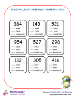 Place Value Of Three Digit Numbers - No.3 