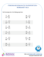 Finding missing ratio in proportion worksheet no.2