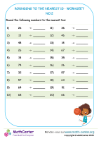 Rounding to the nearest 10 - worksheet no.2