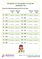 Rounding to the nearest 10 and 100 - worksheet no.1