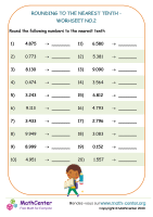 Rounding to the nearest tenth - worksheet no.2