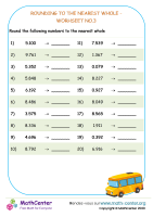 Rounding to the nearest whole - worksheet no.3