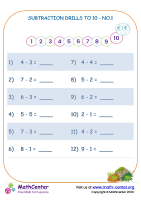 Subtraction drills to 10 - no.1