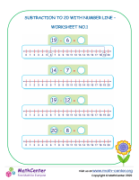 Subtraction To 20 With Number Line – Worksheet No.1