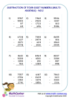 Subtraction of four-digit numbers (multi-addends ) - no.2