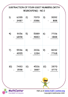 Subtraction of four-digit numbers (with regrouping) - no.3