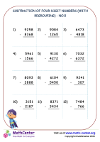 Subtraction of four-digit numbers (with regrouping) - no.5