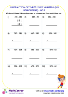 Subtraction of three  digit numbers (no regrouping) - no.3