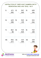 Subtraction of three-digit numbers (with regrouping ones and tens) - no.4