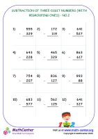 Subtraction of three-digit numbers (with regrouping ones) - no.2
