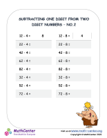 Subtracting One Digit From Two Digit Numbers - No.2