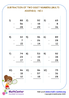 Subtraction of two-digit numbers (multi-addends ) - no.1