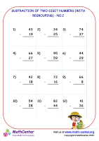 Subtraction of two-digit numbers (with regrouping) - no.2