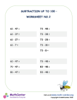 Subtraction up to 100 - Worksheet No.2