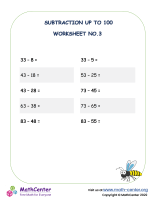 Subtraction up to 100 - Worksheet No.3