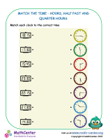 Match The Time - Hours, Half-past And Quarter Hours