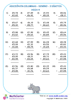 Suma en columnas - Dinero Euro 3 Dígitos - Hoja 4